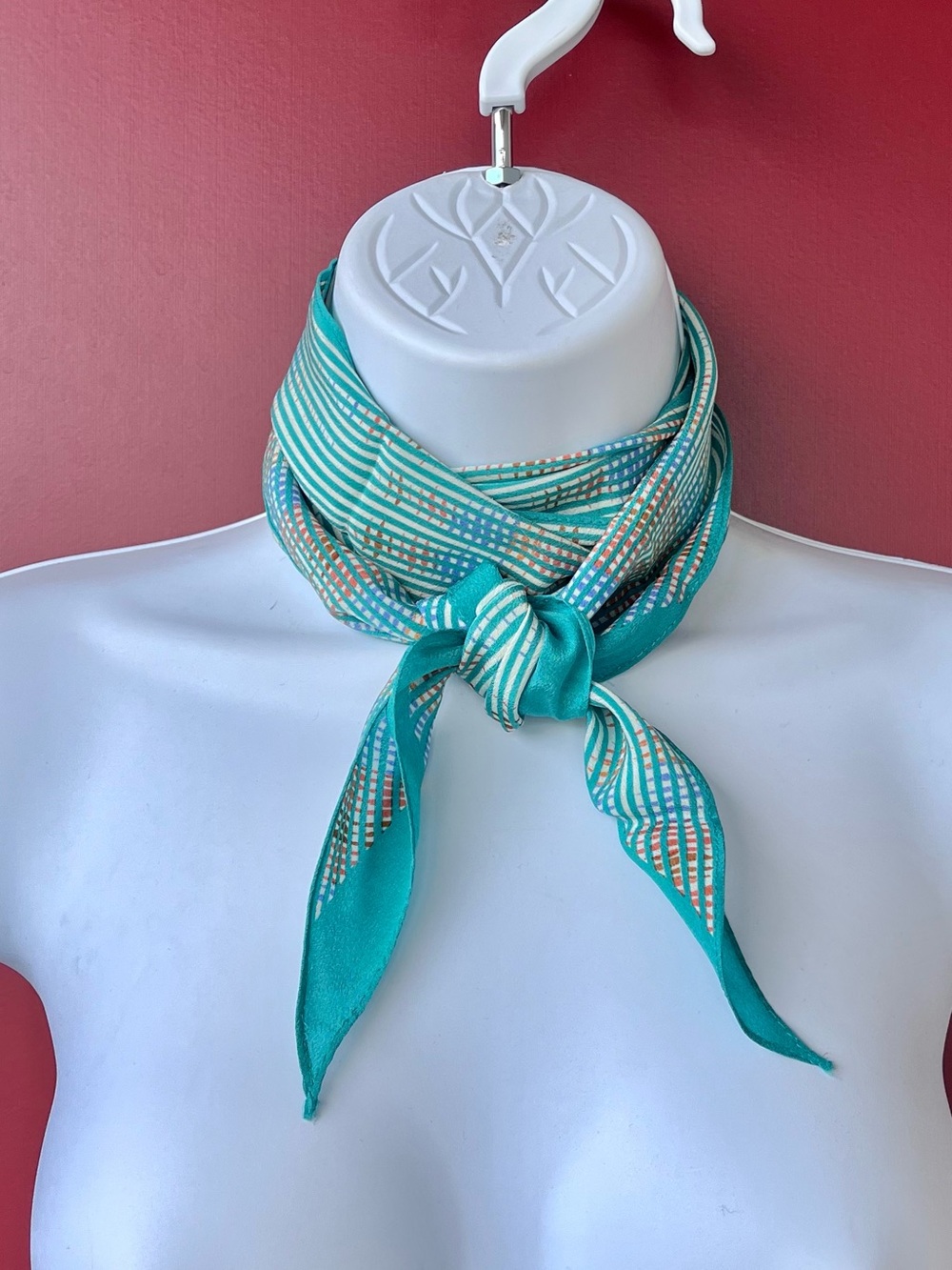 Vintage Echo Silk Scarf in Aqua